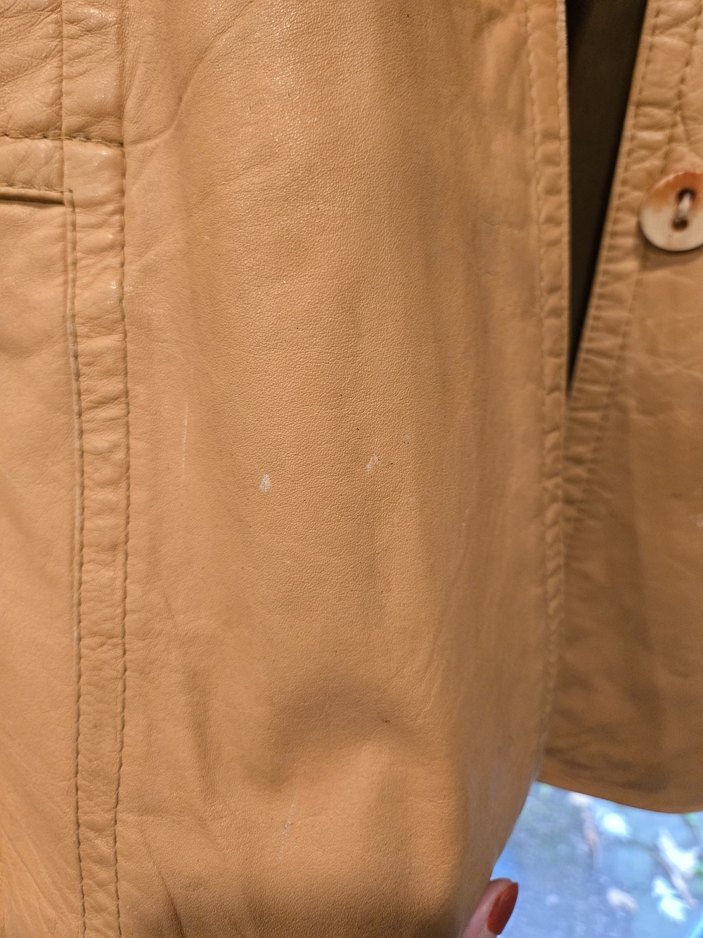 Vintage 1970s Genuine Leather Trench Coat Removable Shearling Collar Belted Boho - Picture 5 of 14